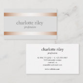 Silver Modern Roos Gold Stripes stijlvol Visitekaartje (Voorkant / Achterkant)