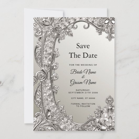 Silver  Modern Save the Date (Voorkant)