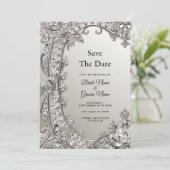 Silver  Modern Save the Date (Staand voorkant)