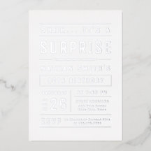 Silver Modern Simple Typography Surprise Birthday