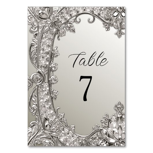 Silver  Modern Tafelnummer (Voorkant)