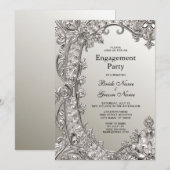 Silver Modern Verloving Invitation Kaart (Voorkant / Achterkant)