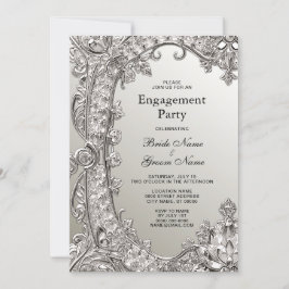Silver Modern Verloving Invitation Kaart