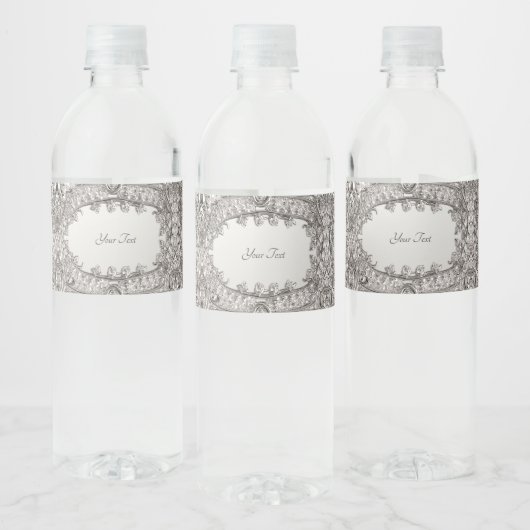 Silver  Modern Water Bottle Label Waterfles Etiket (Flessen)