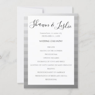 Silver Modern Wedding Ceremony Program Kaart