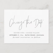 Silver Modern Wijzig de datum Aankondigingskaart (Voorkant)