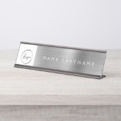 Silver Moderne Custom Logo Executive Professional Bureau Naambordje (Voorkant)