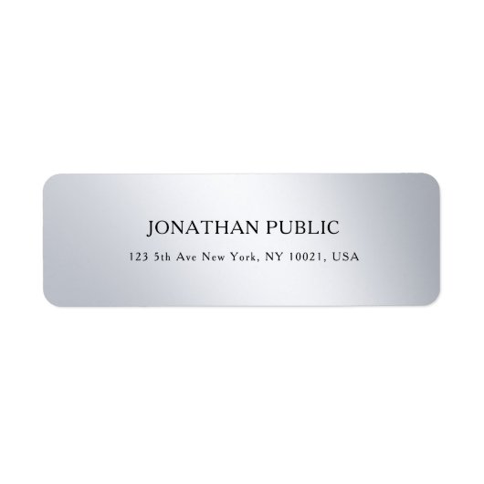 Silver Moderne Eenvoudige Design Elegant Sjabloon Etiket (Voorkant)