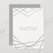 Silver Moderne geometrische lijnen die de datum op Aankondigingskaart (Voorkant / Achterkant)