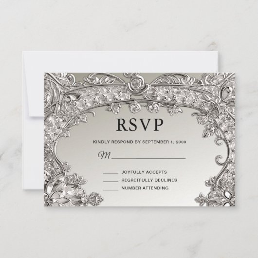 Silver moderne RSVP-kaart RSVP Kaartje (Voorkant)