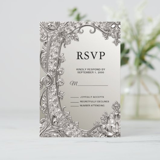 Silver  moderne RSVP-kaart RSVP Kaartje (Staand voorkant)