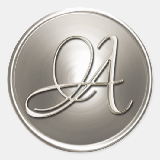 Silver Monogram A Envelope Seal Ronde Sticker (Voorkant)