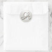 Silver Monogram A Envelope Seal Ronde Sticker (Tas)
