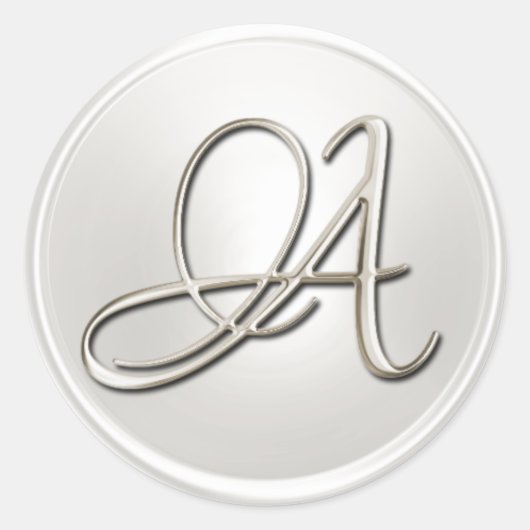Silver Monogram A Envelope Seal Ronde Sticker (Voorkant)