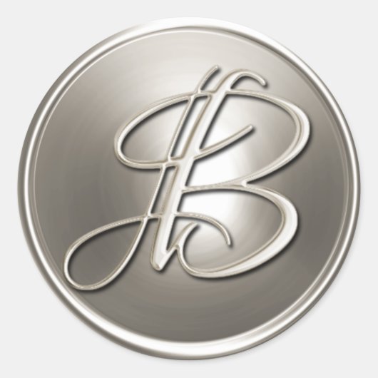 Silver Monogram B Envelope Seal Ronde Sticker (Voorkant)