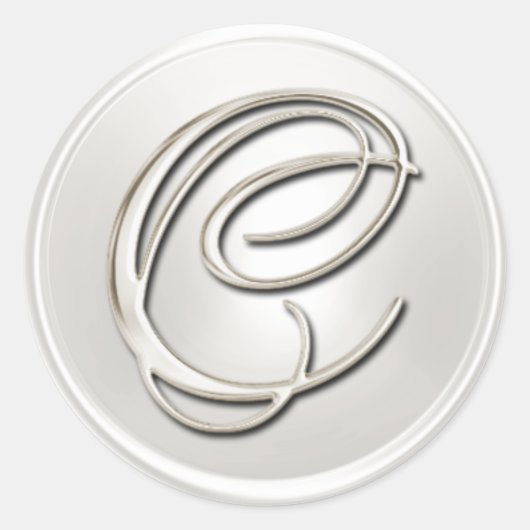 Silver Monogram C Envelope Seal Ronde Sticker (Voorkant)