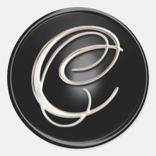 Silver Monogram C Envelope Seal Ronde Sticker (Voorkant)