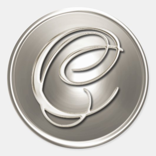 Silver Monogram C Envelope Seal Ronde Sticker (Voorkant)