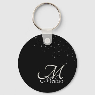 Silver Monogram en Naam Glitter Sleutelhanger