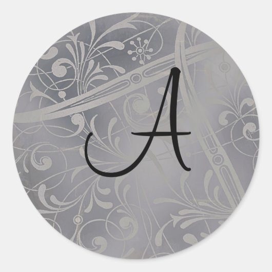 Silver Monogram Envelope Seal Ronde Sticker (Voorkant)