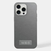 Silver Monogram Faux, geborsteld Metaal Kijk iPhone Hoesje (Achterkant)