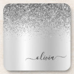 Silver Monogram Glitter Sparkle Girly Script Bier Onderzetter<br><div class="desc">Silver Faux Folie Metallic Sparkle Glitter Borhed Metal Monogram Name Paper Onderzetters. Dit maakt het perfecte afstuderen,  de verjaardag,  de bruiloft,  het vrijgezellenfeest,  de verjaardag,  het baby shower of het bachelorette feest cadeau voor iemand die van glam luxe en chic stijlen houdt.</div>