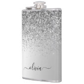 Silver Monogram Glitter Sparkle Girly Script Heupfles (Links)