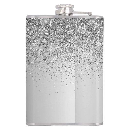 Silver Monogram Glitter Sparkle Girly Script Heupfles (Achterkant)