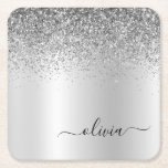 Silver Monogram Glitter Sparkle Girly Script Kartonnen Onderzetters<br><div class="desc">Silver Faux Folie Metallic Sparkle Glitter Borhed Metal Monogram Name Paper Onderzetters. Dit maakt het perfecte afstuderen,  de verjaardag,  de bruiloft,  het vrijgezellenfeest,  de verjaardag,  het baby shower of het bachelorette feest cadeau voor iemand die van glam luxe en chic stijlen houdt.</div>
