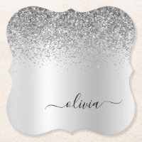 Silver Monogram Glitter Sparkle Girly Script