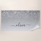 Silver Monogram Glitter Sparkle Girly Script Strandlaken (Voorkant)