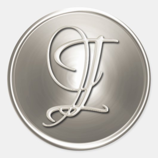 Silver Monogram I Envelope Seal Ronde Sticker (Voorkant)
