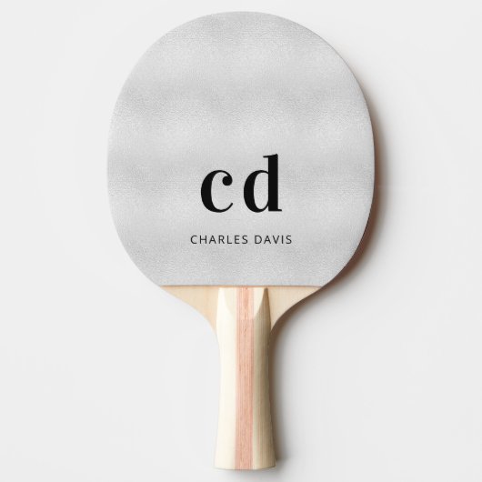 Silver monogram initails name minimalist tafeltennisbatje (Voorkant)