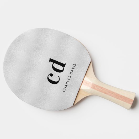 Silver monogram initails name minimalist tafeltennisbatje (Zijkant)