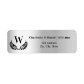 Silver monogram initiaal retouradres etiket (Voorkant)