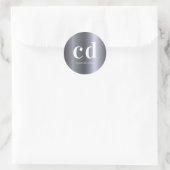 Silver monogram initialen minimalistisch modern ronde sticker (Tas)