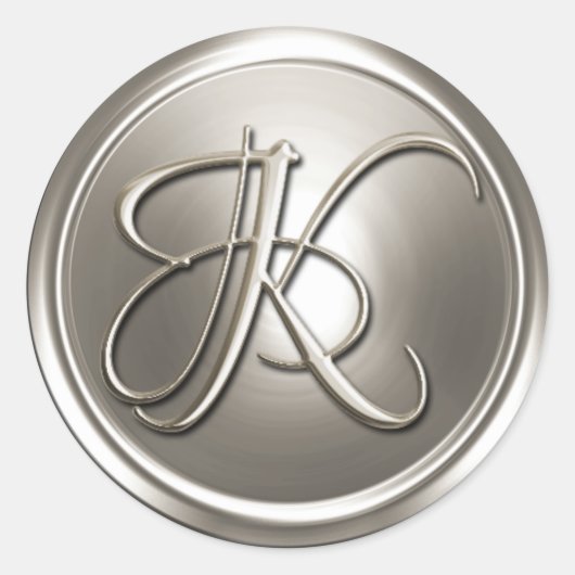 Silver Monogram K Envelope Seal Ronde Sticker (Voorkant)