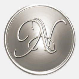 Silver Monogram N Envelope Seal Ronde Sticker