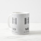 Silver monogram naam bedrijf logo koffiemok (Voorkant links)