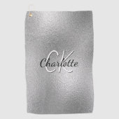 Silver monogram naam minimalist golfhanddoek (Voorkant)