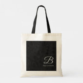 Silver Monogram op Black Damask Tote Bag (Achterkant)