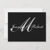 Silver Monogram op Black Polka Dots RSVP (Voorkant)