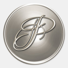 Silver Monogram P Envelope Seal Ronde Sticker