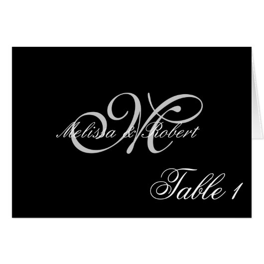 Silver Monogram Polka Dot Table Number (Voorkant Horizontaal)
