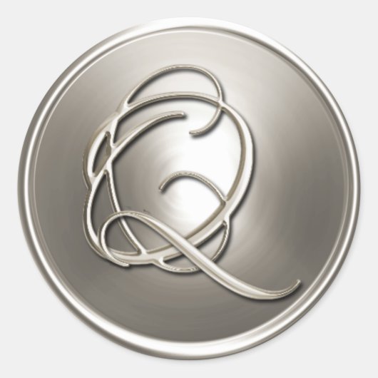 Silver Monogram Q Envelope Seal Ronde Sticker (Voorkant)