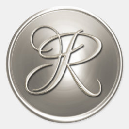 Silver Monogram R Envelope Seal Ronde Sticker