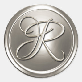 Silver Monogram R Envelope Seal Ronde Sticker