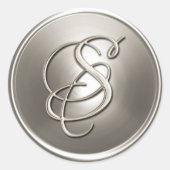 Silver Monogram S Envelope Seal Ronde Sticker (Voorkant)