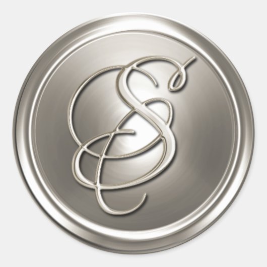 Silver Monogram S Envelope Seal Ronde Sticker (Voorkant)