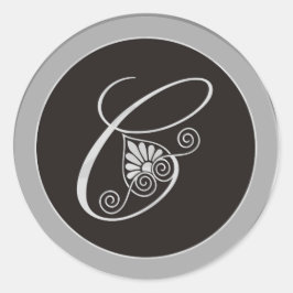 Silver Monogram Stickers: Initiaal C Ronde Sticker